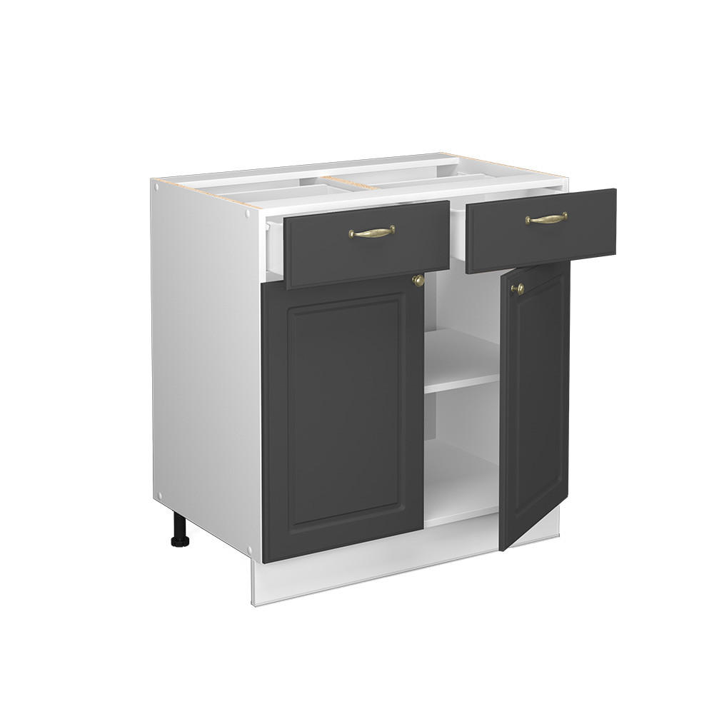 KÜCHENUNTERSCHRANK Fame-Line Anthrazit-Gold 80 cm, AP Eiche - Anthrazit/Graphitfarben, Holzwerkstoff (80/82/60cm) - Vicco