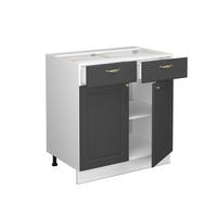 KÜCHENUNTERSCHRANK Fame-Line Anthrazit-Gold 80 cm, AP Marmor - Anthrazit/Weiß, Holzwerkstoff (80/82/60cm) - Vicco