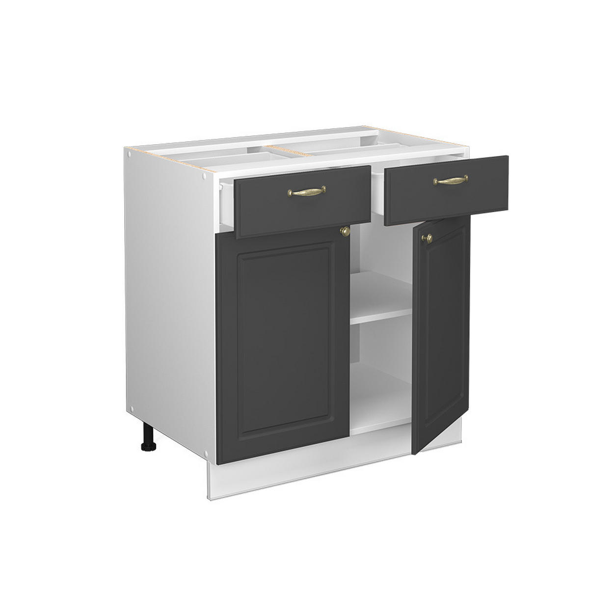 KÜCHENUNTERSCHRANK Fame-Line Anthrazit-Gold 80 cm, AP Marmor - Anthrazit/Weiß, Holzwerkstoff (80/82/60cm) - Vicco