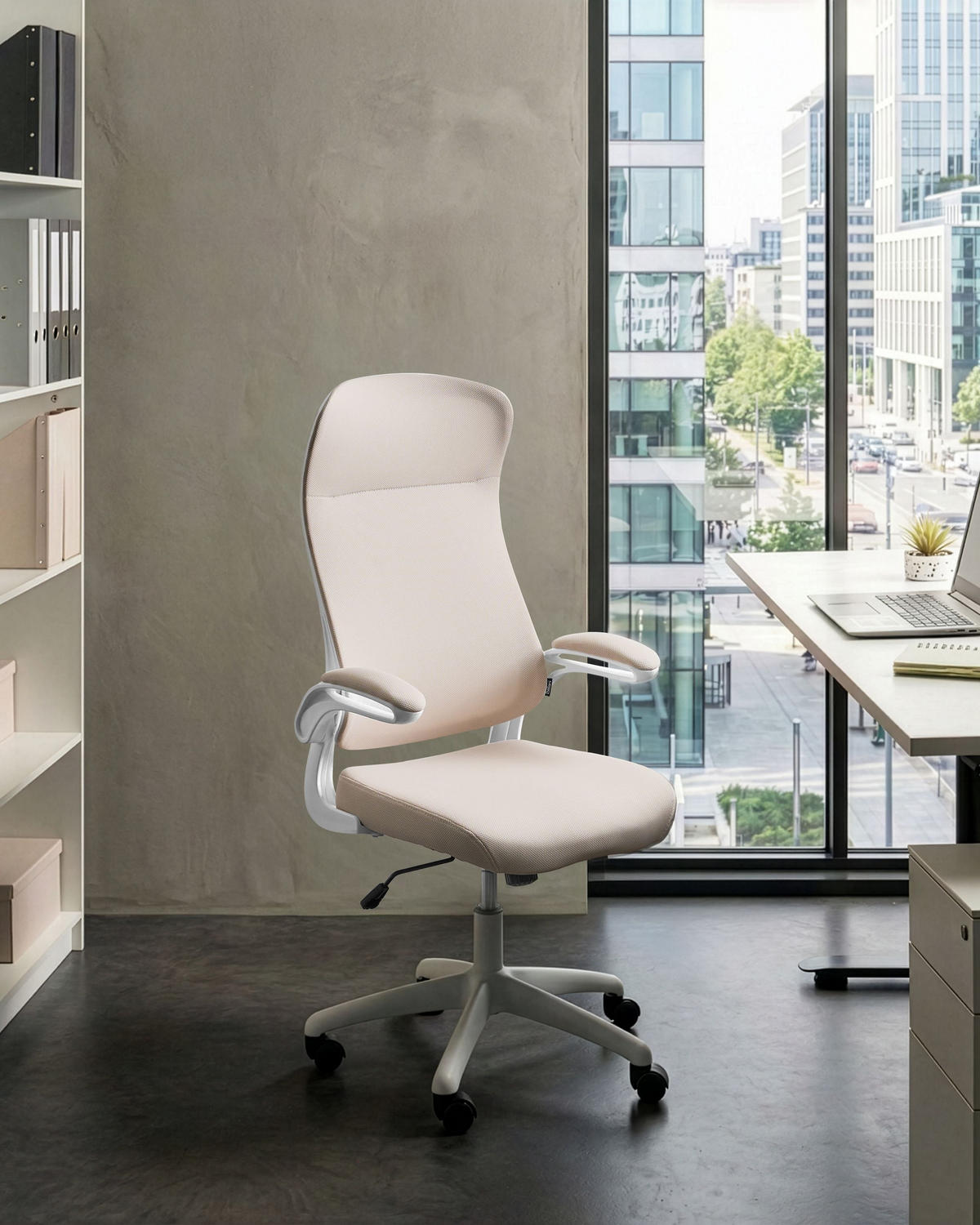 BÜROSTUHL Stoff Beige Nexel - Beige, Textil (60/114/60cm) - Beliani