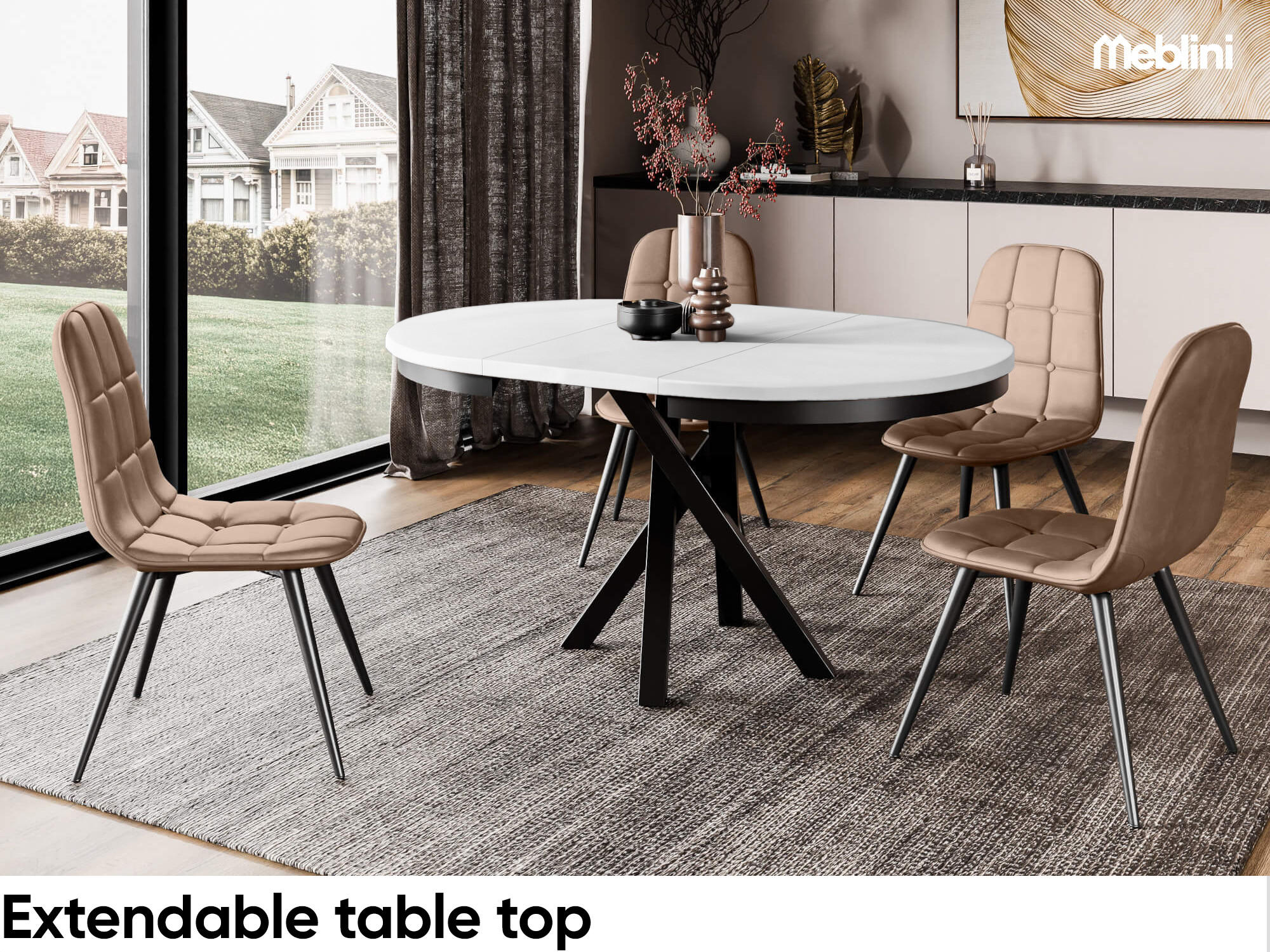 ESSTISCH CHRIS - Schwarz/Weiß, Holzwerkstoff (100/100/77cm) - Meblini