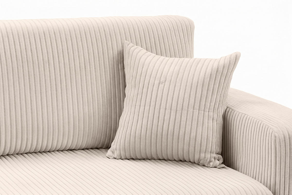 ECKSOFA Mit Schlaffunktion, Cordstoff Poso, Beige, Links, ROUND ONE XL - Creme, Holz (271/175cm) - Kaiser Möbel