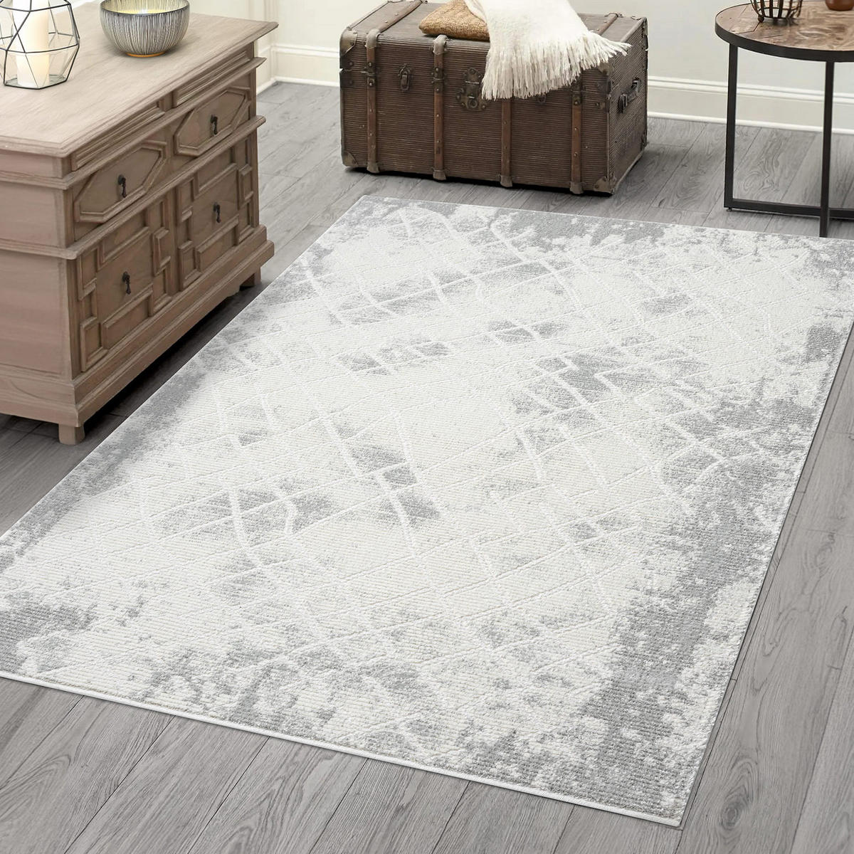 KURZFLOR-TEPPICH Antik 215 Grau 120x170 cm - Grau, Textil (120/170cm) - carpet city