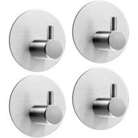 KLEBEHAKEN 4-teiliges Set Edelstahl gebürstet - Silberfarben, Metall (5/3/5cm)