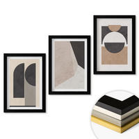 WANDBILDER 3er-Set - 20x30 cm Schwarzer Rahmen - Abstrakte Formen beige braun - Schwarz, Kunststoff (20/30cm) - ArtPrintCave