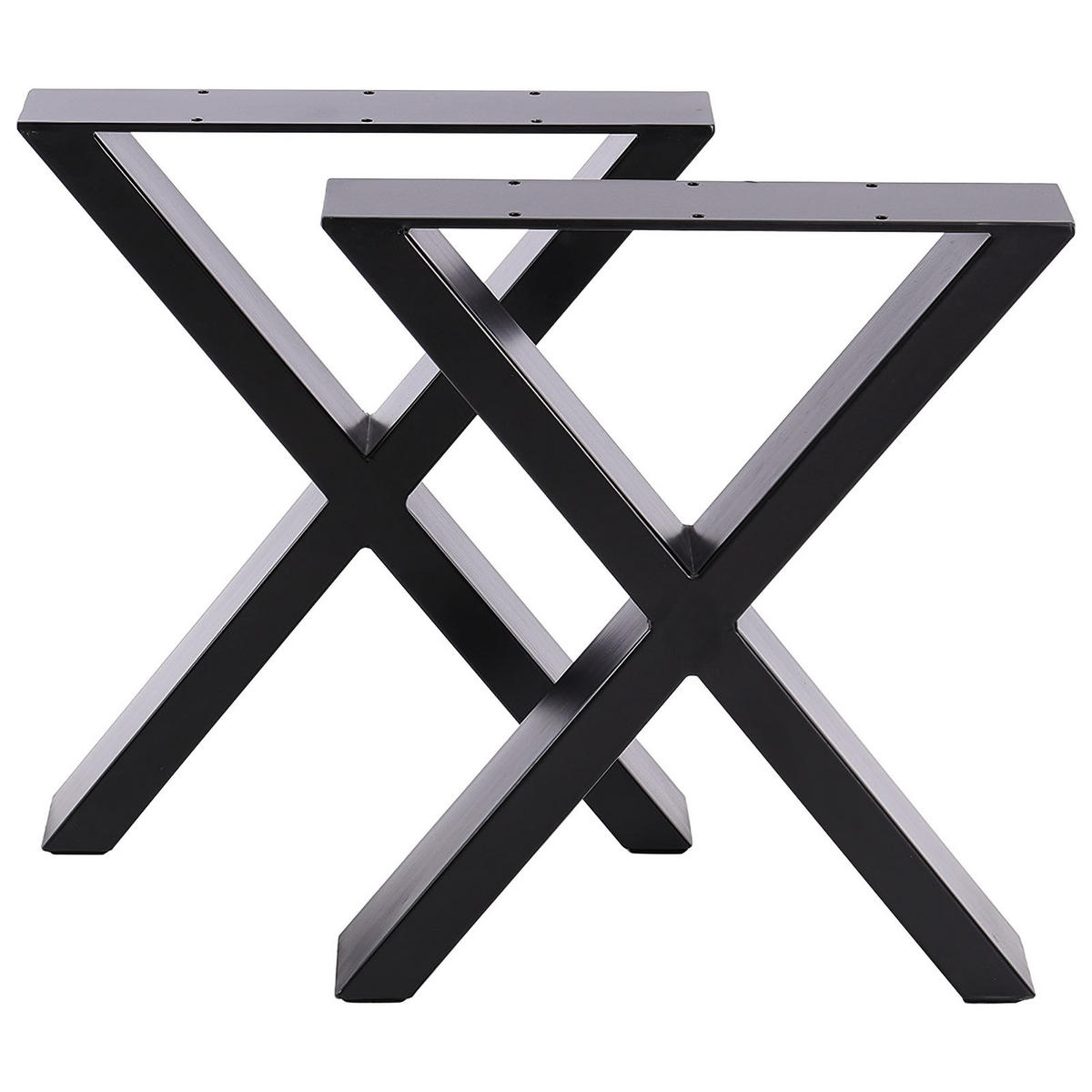 TISCHBEINE 2-tlg Set X-förmige aus Eisen in Schwarz 71-cm hohe 50 x 7 x 71 cm - Schwarz, Metall (50/71/7cm) - Livingandhome