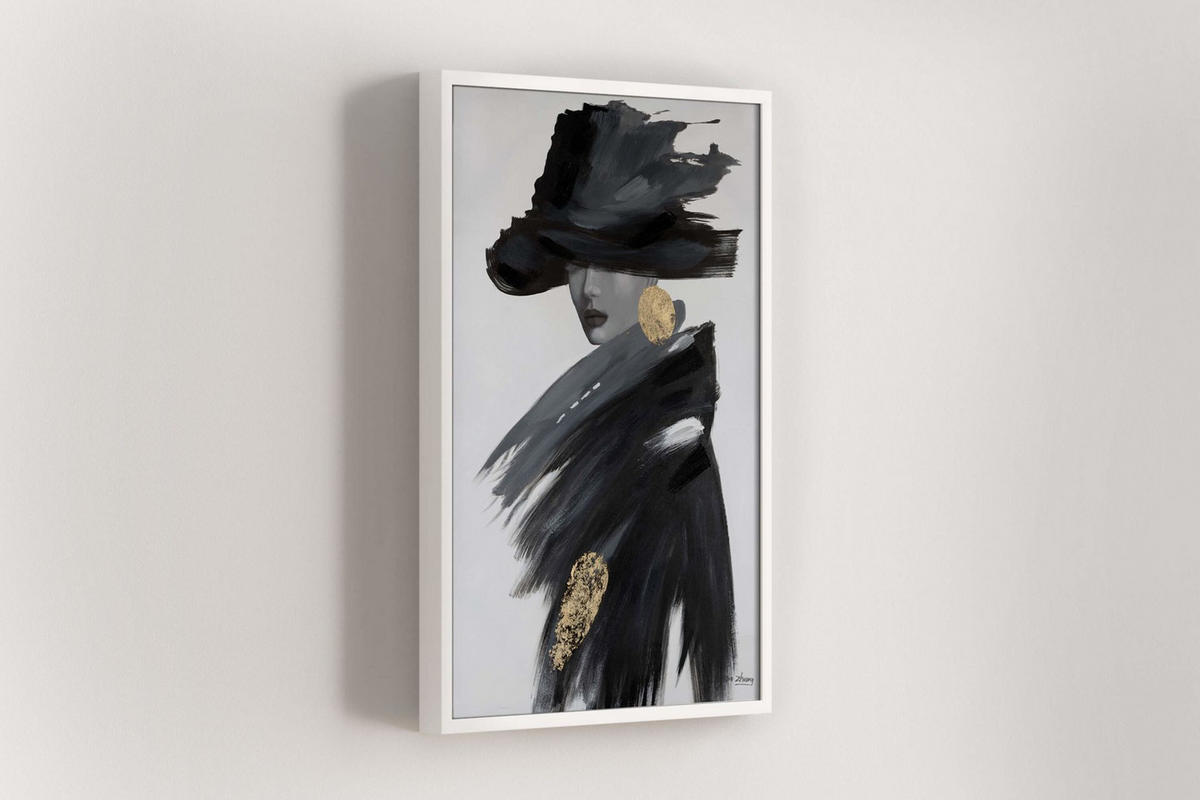 ACRYLBILD HANDGEMALT 60/90 cm - Schwarz, Holz/Textil (60/90cm) - KUNSTLOFT