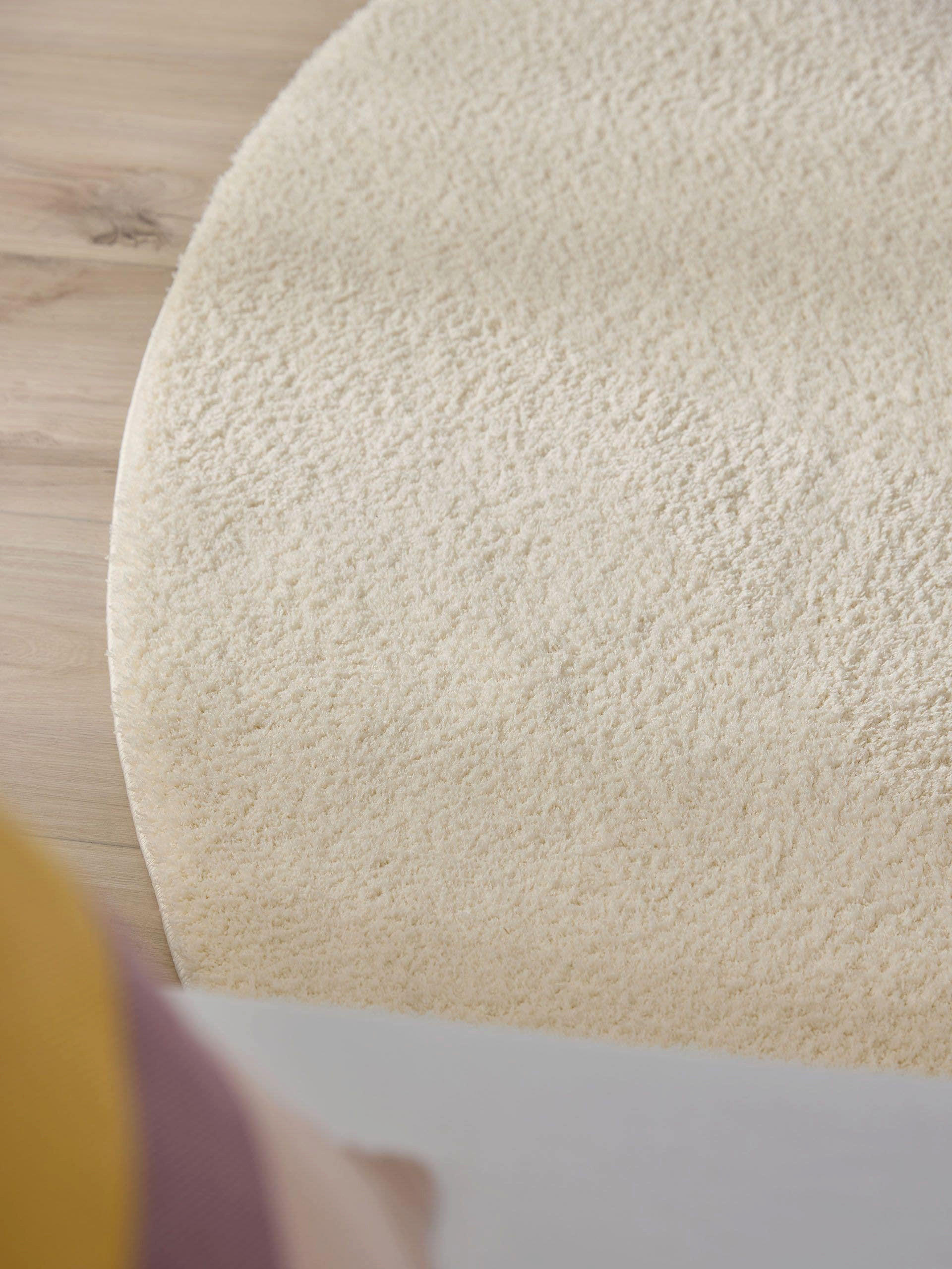 Thumbnail - benuta Nest Hochflorteppich, Weiß, Textil, Beton Optik, Rund, 120x120 cm, Oeko-Tex® Standard 100, wasserabweisend, Teppi...