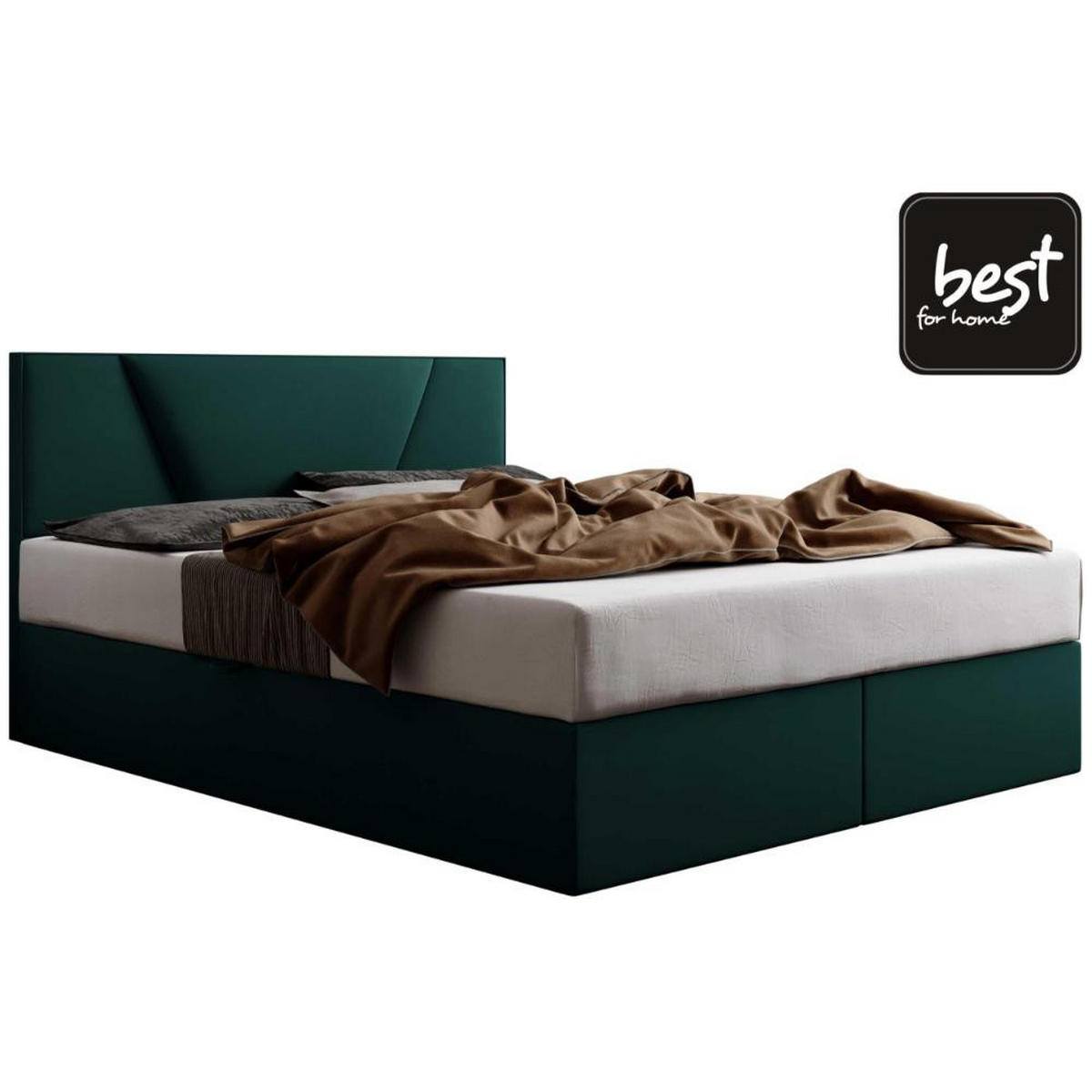 BOXBETT Jubilee Bonellfederkern inkl. Topper - Dunkelgrün, Holz/Holzwerkstoff (140/200cm) - Best For Home