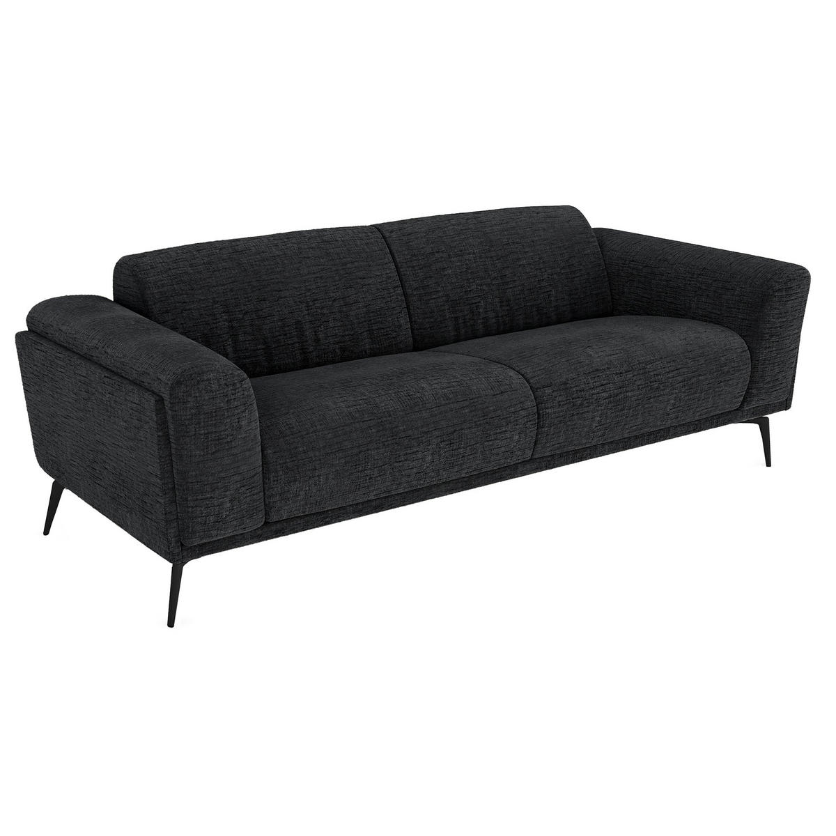 SOFA 3-SITZER Texturierter Samt Dunkles Anthrazit 220cm - Anthrazit, Textil (220/74/90cm) - Sia Home