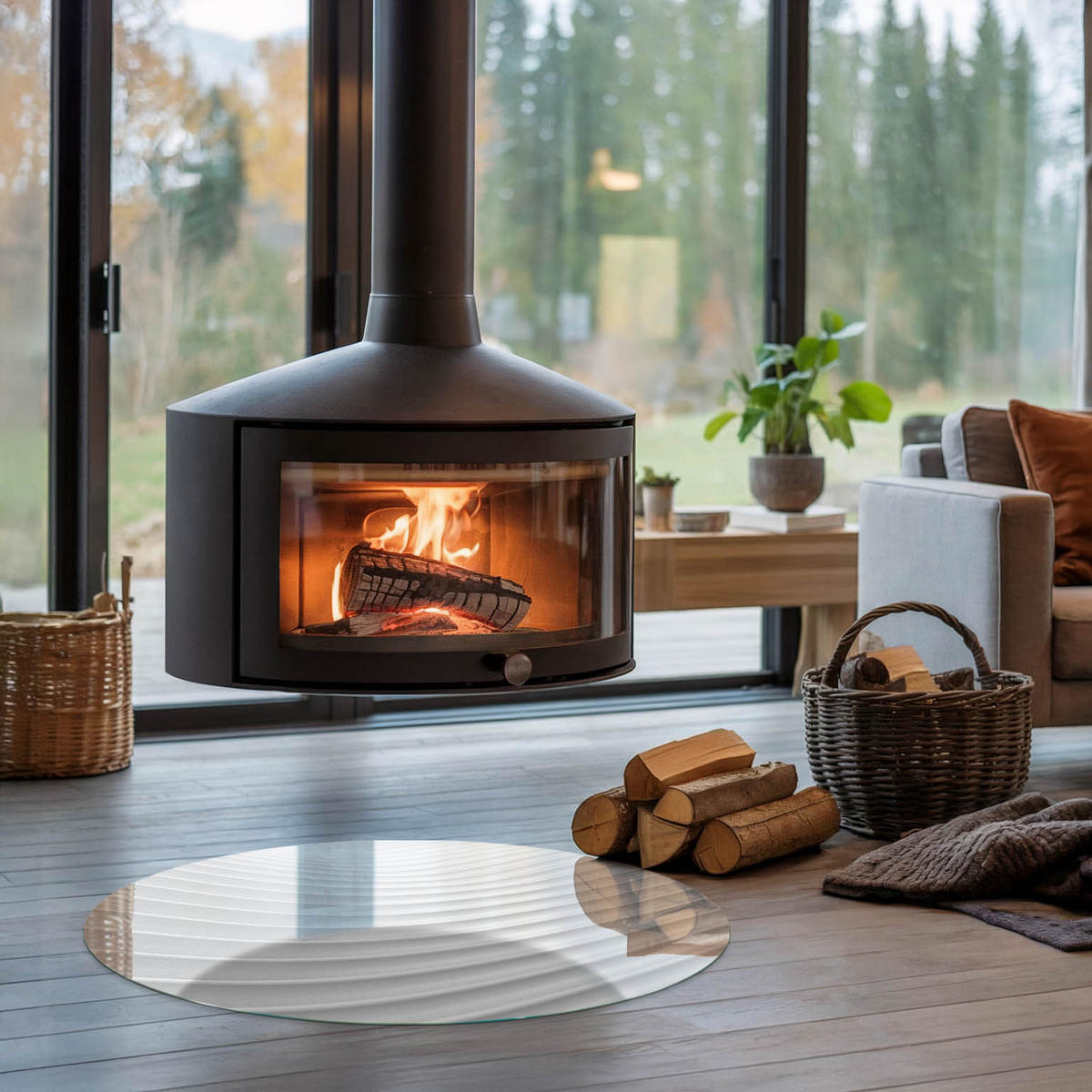 GLASPLATTE für Kamin Ø 80 cm - Weiß, Glas (80/80/0.4cm) - TULUP