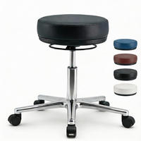 ARBEITSHOCKER Echtleder Schwarz - höhenverstellbar, 150kg belastbar - Schwarz, Leder/Metall (58/46/58cm) - Versee