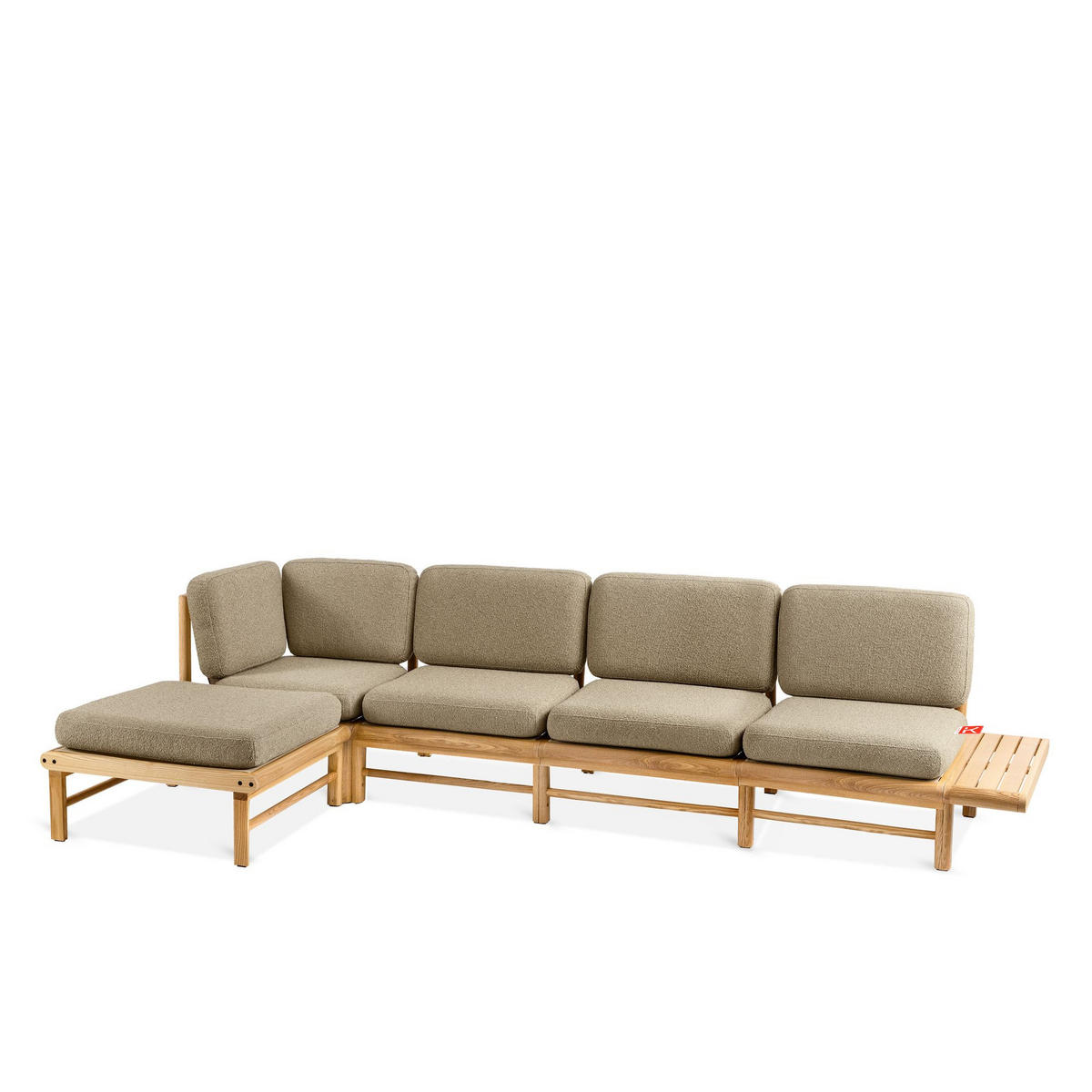 LOUNGESOFA ATREDA links - Beige, Holz/Textil (315/80/150cm) - KONSIMO®