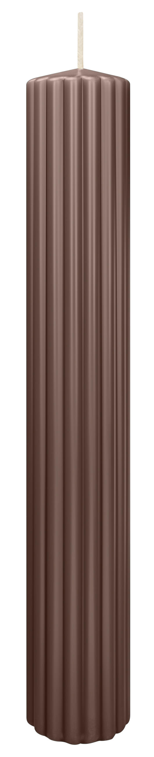 RILLEN KERZEN Taupe 300 x Ø 45 mm, 4 Stück - Taupe, Paraffin (8/15/15cm) - Wiedemann Kerzen