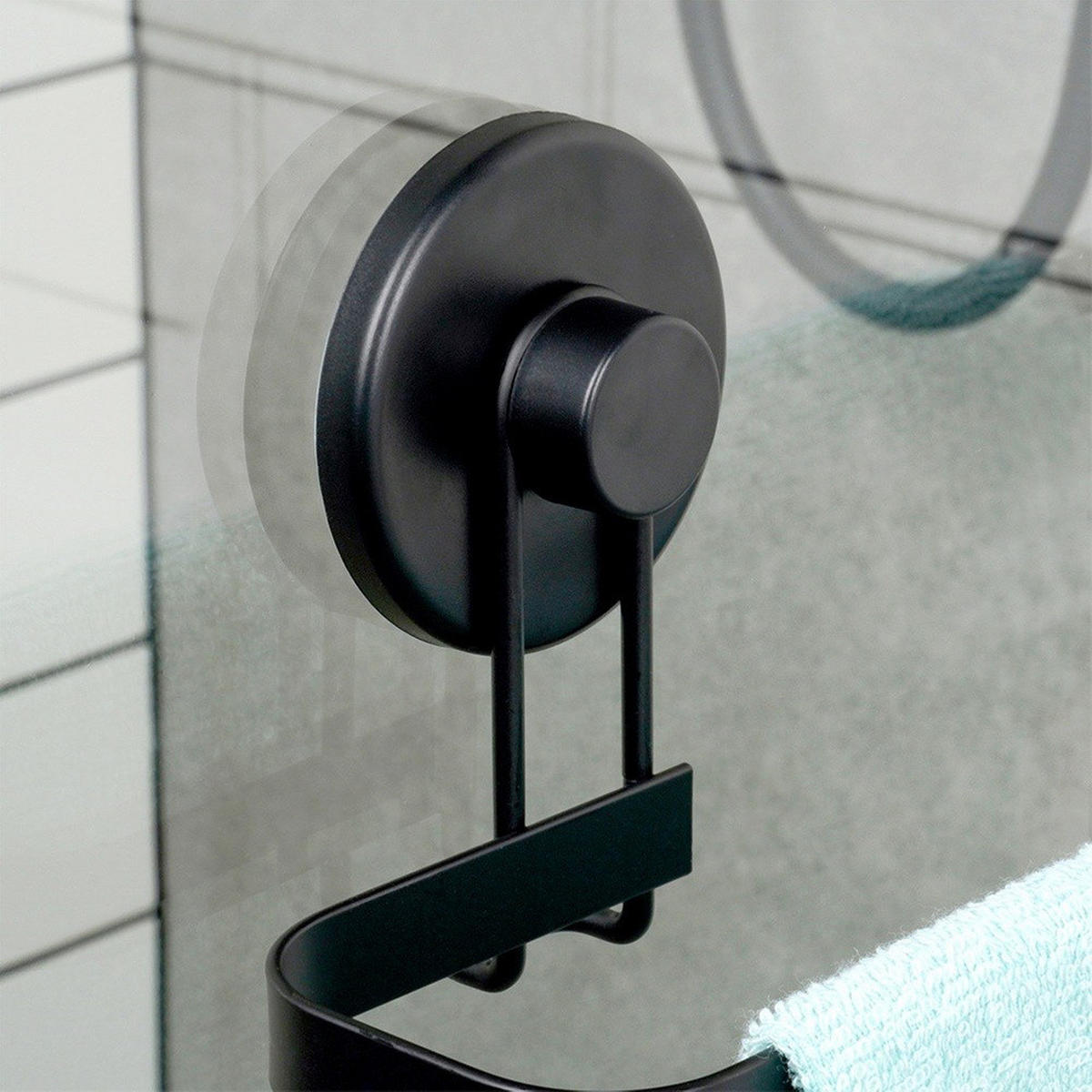 HANDTUCHHALTER Saugnapf Schwarz - Schwarz, Metall (60/11/8.5cm) - Bathroom solutions