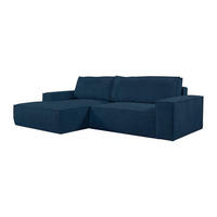 ECKSOFA mit Schlaffunktion - Ecke Links - Cord - Blau - AMELIA - Dunkelblau, Textil (267/167cm) - Vente-Unique