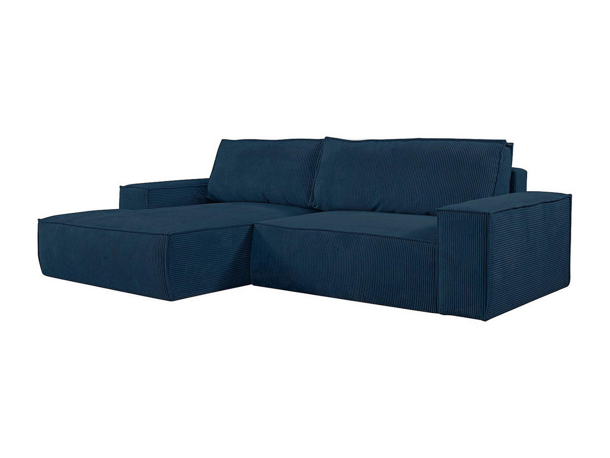 ECKSOFA mit Schlaffunktion - Ecke Links - Cord - Blau - AMELIA - Dunkelblau, Textil (267/167cm) - Vente-Unique