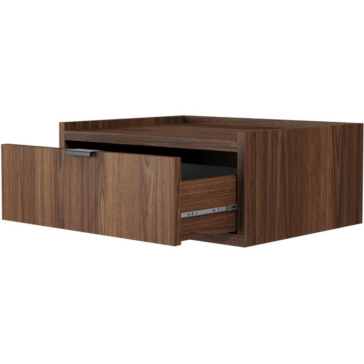 NACHTTISCH Evron mit 1 Schublade, Hängender, Walnuss - Walnussfarben/Schwarz, Holzwerkstoff/Metall (51/21/40cm) - Beautysofa