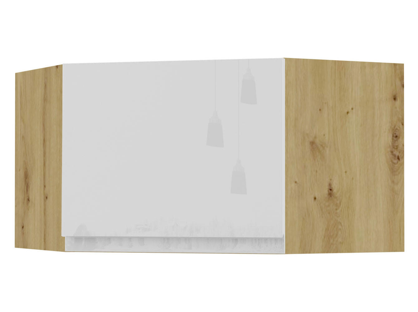 ECKHÄNGESCHRANK Florence W10/60/36 Eiche Artisan / RAL 9003 signalweiß HG 60 / 60 / 36cm - Türanschlag links - Weiß Hochglanz/Eiche Artisan, Holz/Holzwerkstoff (60/36/60cm) - Feldmann-Wohnen