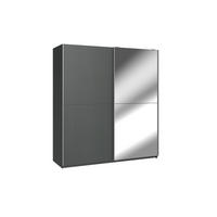 SCHWEBETÜRENSCHRANK Queen in Grafit 179 x 198 x 65 cm (BxHxT) – Kleiderschrank mit einer Spiegeltür - Grau, Holzwerkstoff (80/200/120cm)