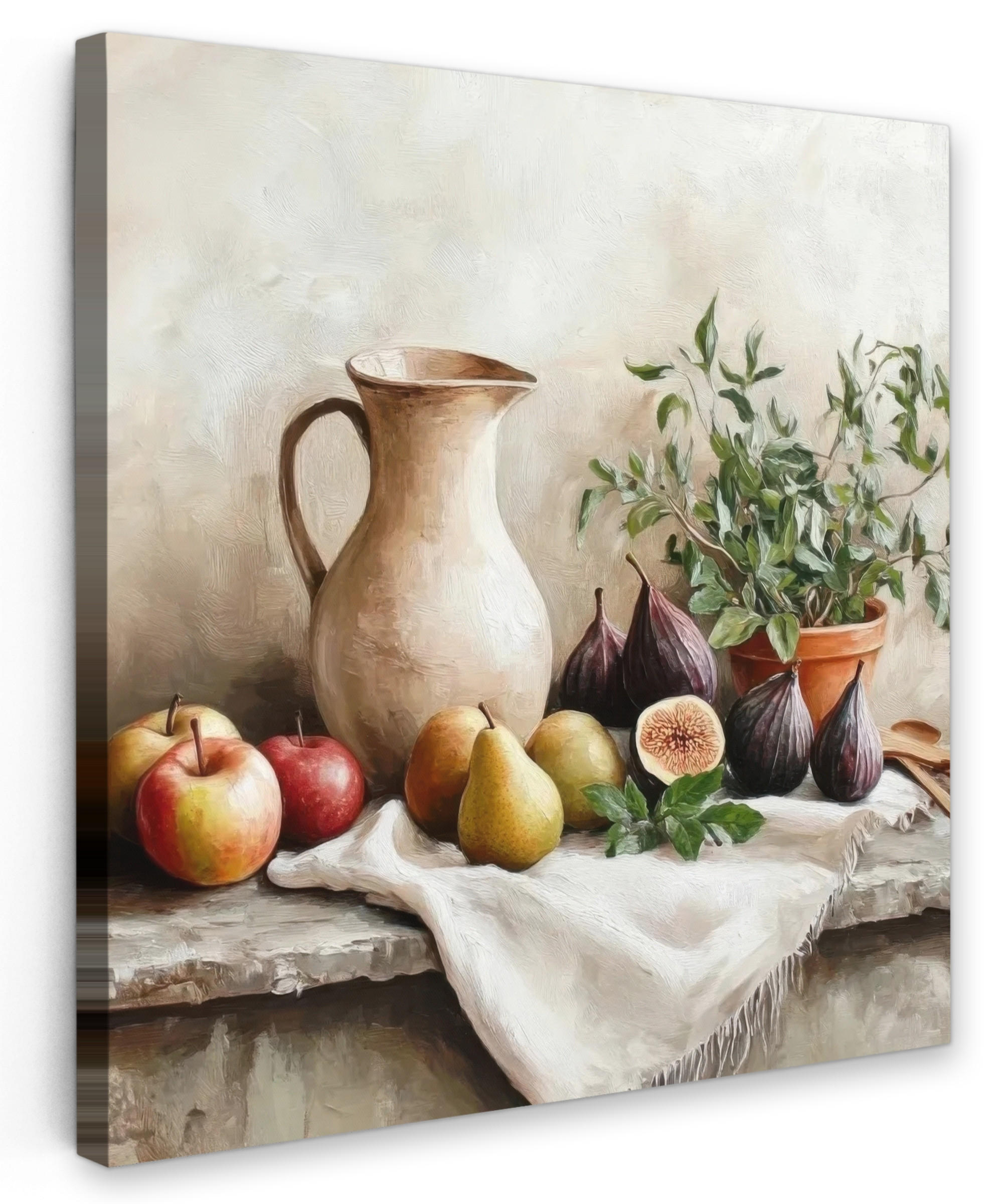 LEINWANDBILD Obst - Kräuter - Ländlich 90x90 cm - Naturfarben, Textil (90/90cm) - MuchoWow