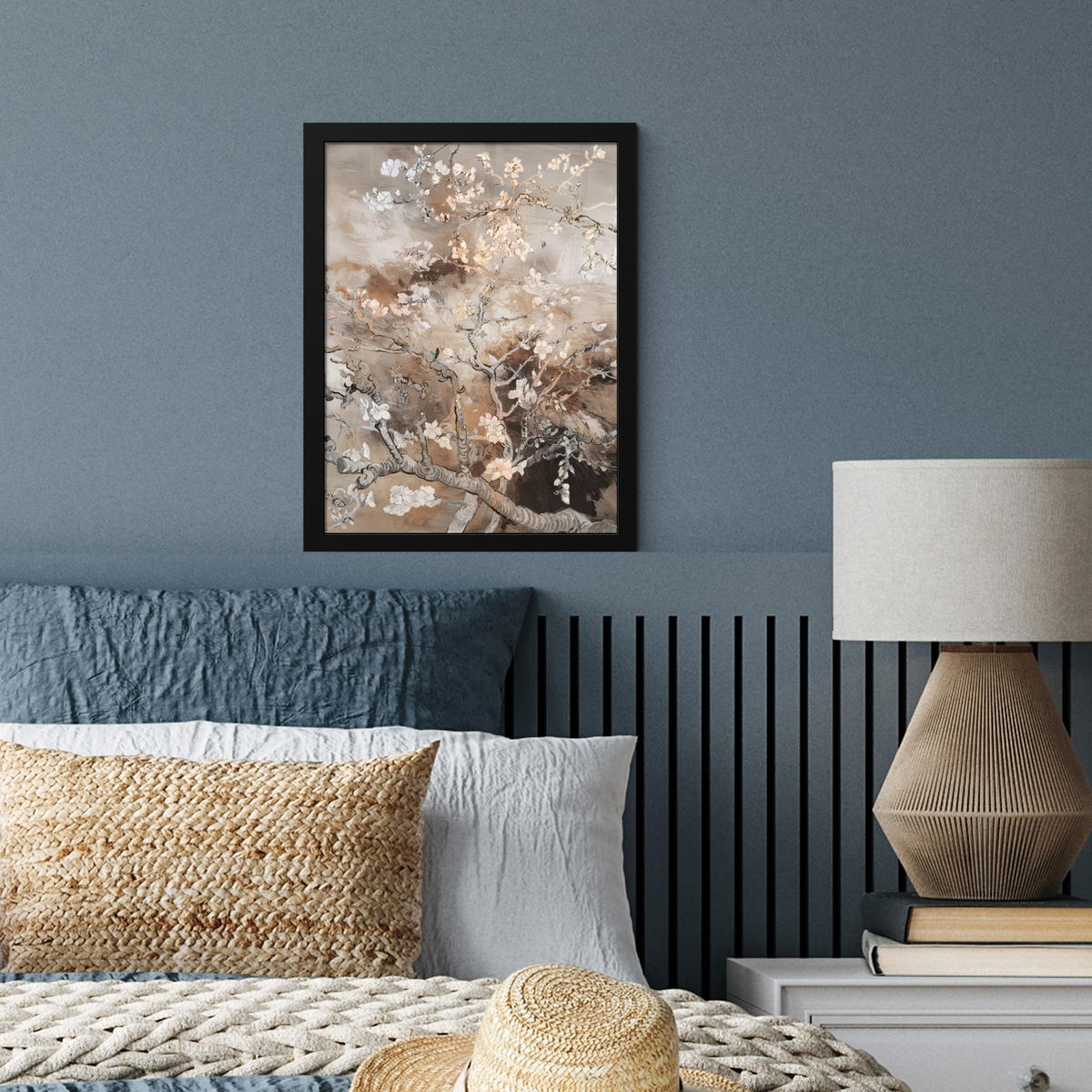 GERAHMTES BILD Mandelblüte - Kunst - Van Gogh - Beige - Abstrakt 30x40 cm - Braun, Papier (30/40cm) - MuchoWow