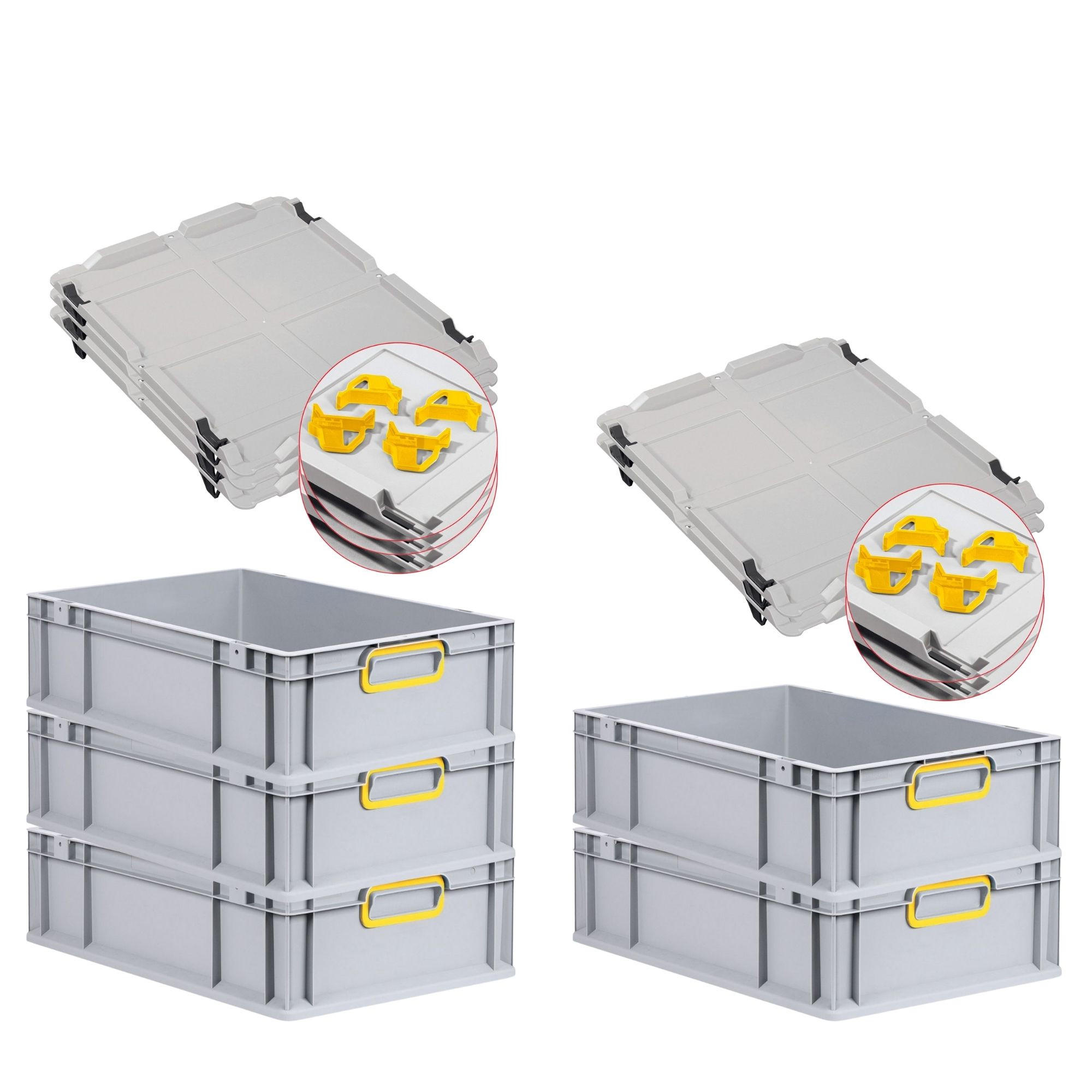 EUROBOX 5x Nextgen Color Mit Auflagedeckel 17x40x60cm Griffe Gelb Geschlossen - Gelb, Kunststoff (40/17/60cm) - PROREGAL