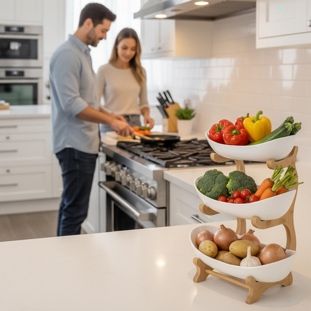 OBSTETAGERE - Multicolor, Holz/Kunststoff (25/34cm) - Relaxdays