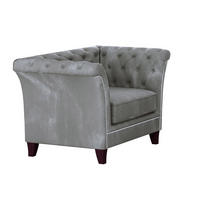 CHESTERFIELD-SESSEL Fusion Grau Samt - Braun/Grau, Holz/Textil (116/75/82cm) - S-Style Möbel