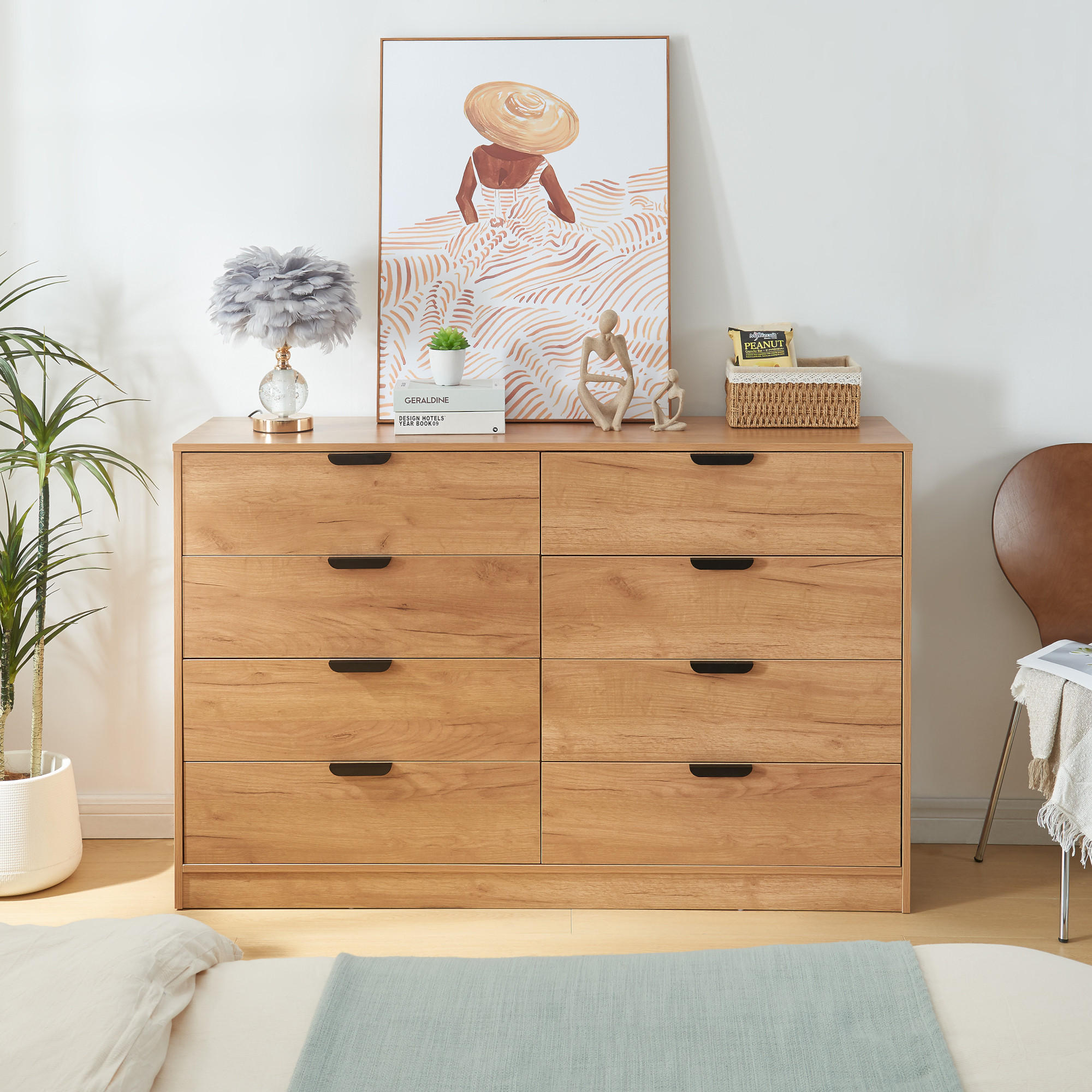 KOMMODE Varkaus - Eichefarben, Holzwerkstoff (140/90/40cm) - [en.casa]