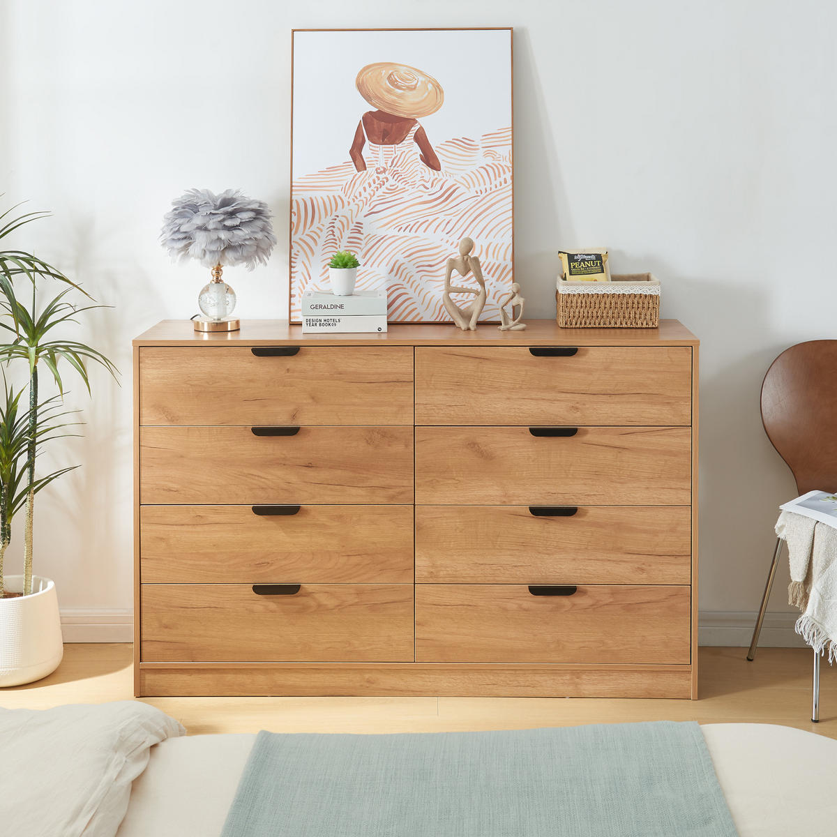 KOMMODE Varkaus - Eichefarben, Holzwerkstoff (140/90/40cm) - [en.casa]