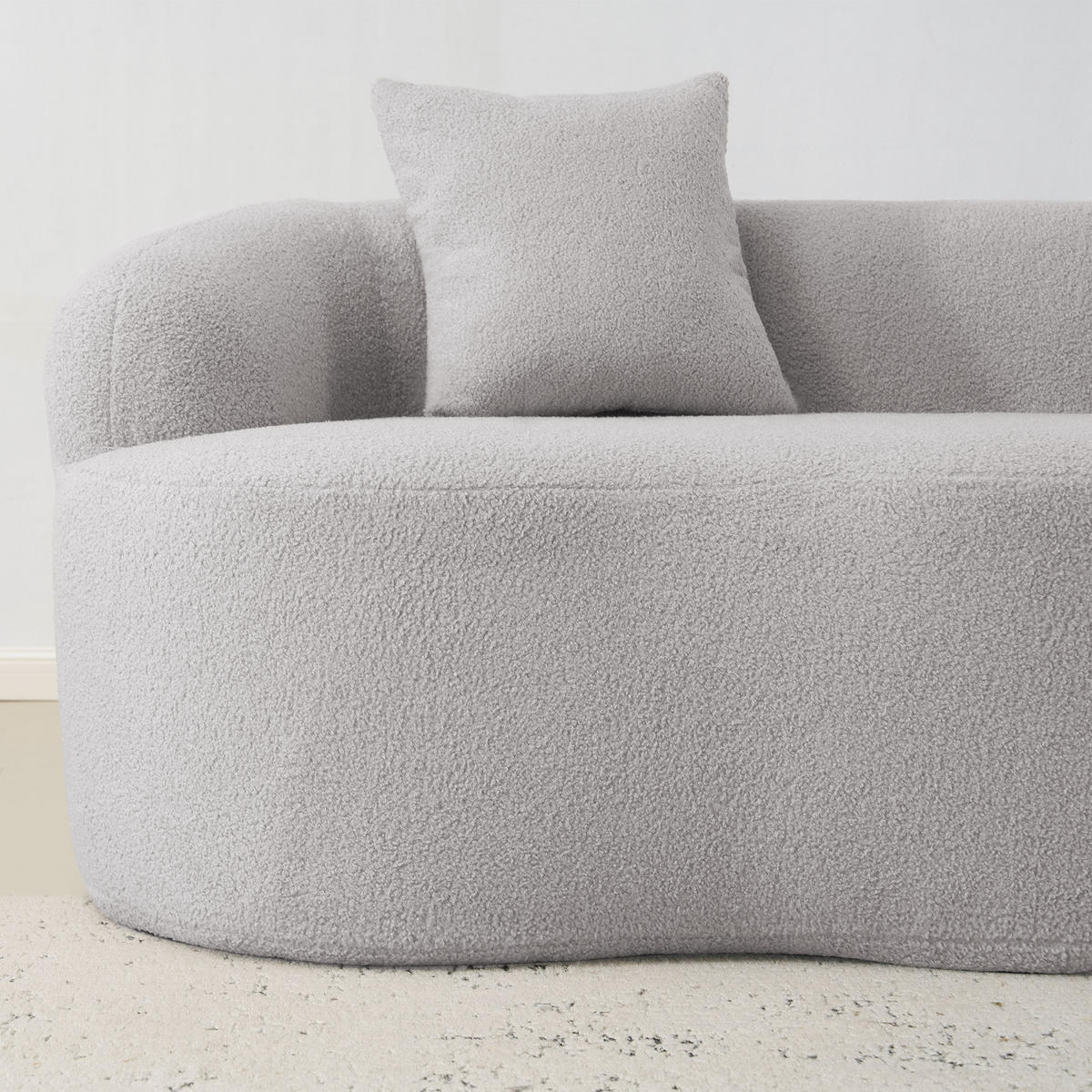 2-SITZER SOFA Polyester Hellgrau mit 2 Kissen - Hellgrau, Holzwerkstoff/Textil (170/70/89cm) - WISHDOR