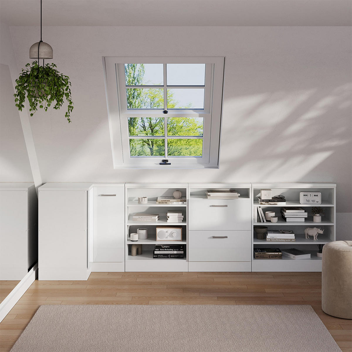 DACHSCHRÄGENSCHRANK ECKSCHRANK Rion Weiß Hochglanz/Weiß 75.6 x 81.6 cm mit 1 Tür - Weiß Hochglanz/Weiß, Holzwerkstoff (75.6/81.6/75.6cm) - Vicco