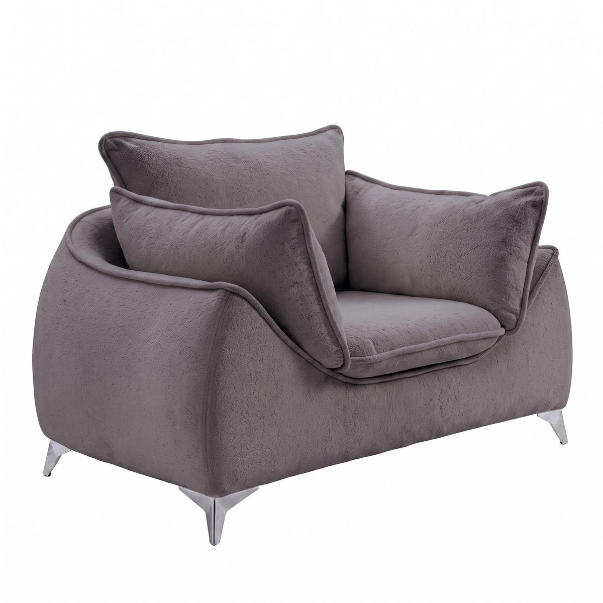 SESSEL MELANI Velours Anthrazit - Chromfarben/Anthrazit, Holz/Textil (140/90/85cm) - Muffo