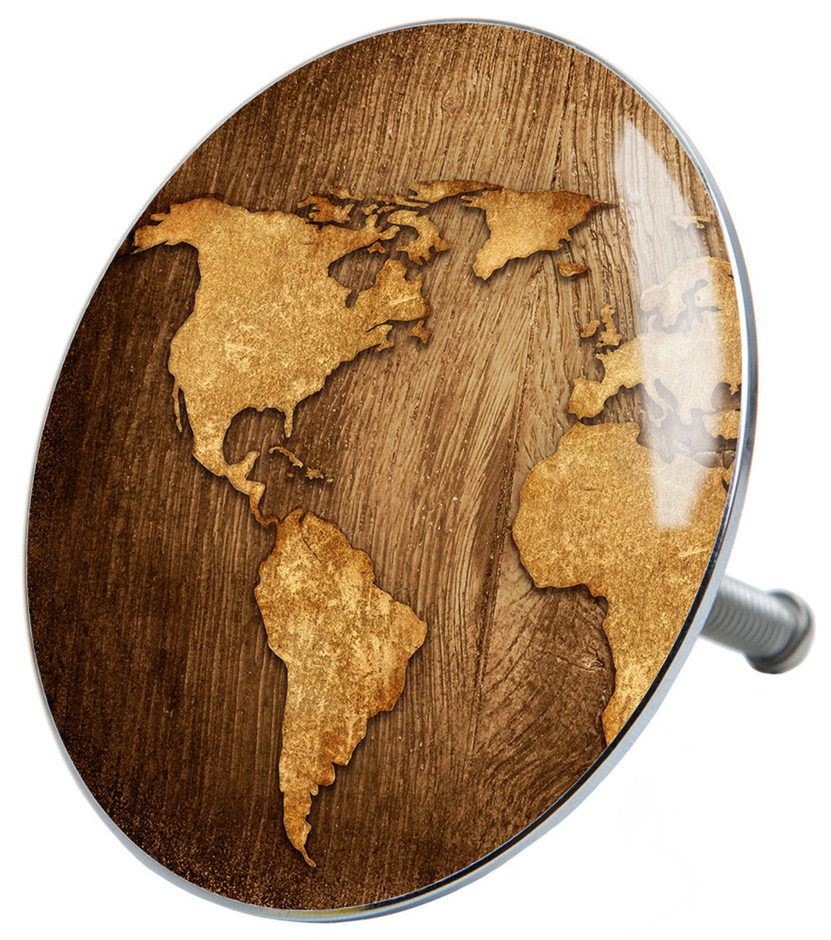 BADEWANNENSTÖPSEL World Map - Braun, Metall (8/10/10cm) - Sanilo