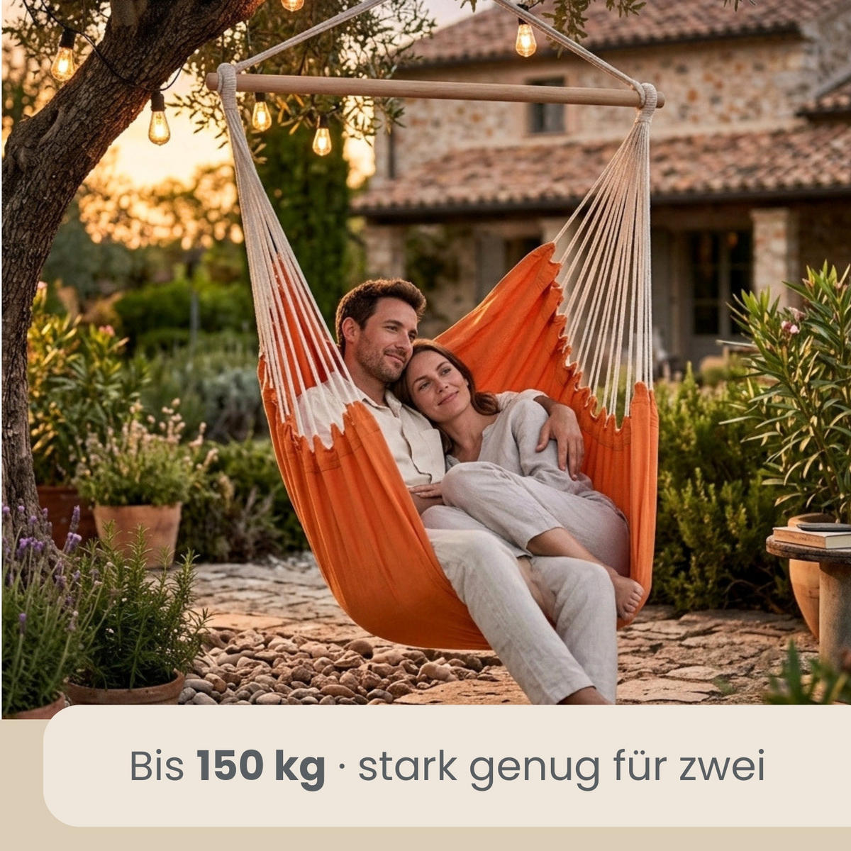 XXL HÄNGESESSEL 185/130 cm Belastbar bis 150 kg Orange - Orange, Textil (130/155/185cm) - Amanka