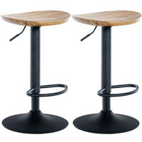 BARHOCKER 2er Set Shelton natura - Schwarz/Naturfarben, Holz/Metall (41/80/38.5cm) - TPFLiving