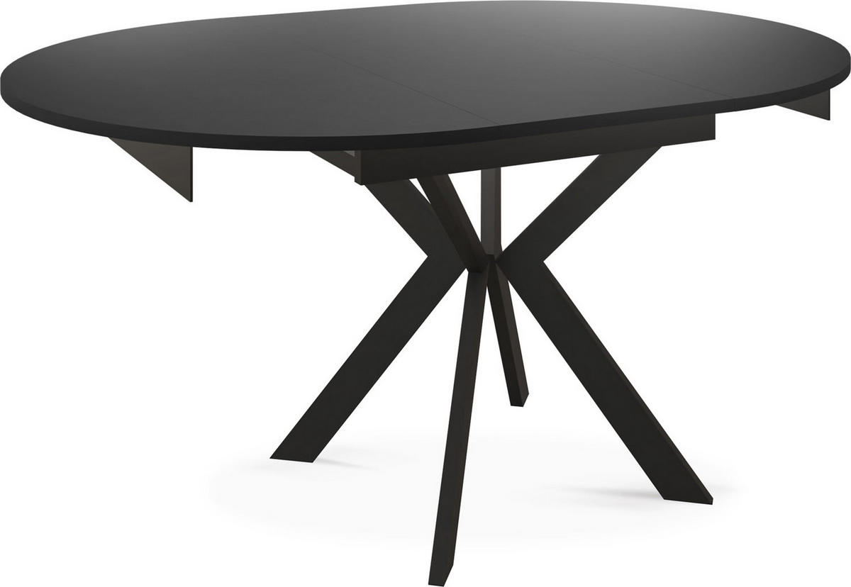 ESSTISCH Lily runder ausziehbarer, Schwarz 100-140/100/76 cm - Schwarz, Holzwerkstoff/Metall (100/100/76cm) - WFL GROUP
