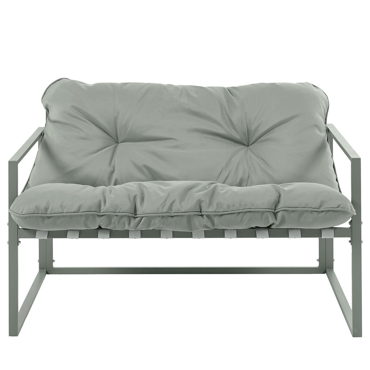 GARTENSITZGRUPPE - Eisen / Polyester - Schwarz / Grau - 4-teilig - Grau, Glas/Textil - home24