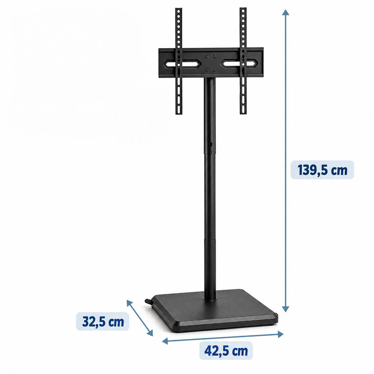 SUPORT TV Negru reglabil pe înălțime 32 până la 60 inch - negru, compozit lemnos/metal (42.5/139.5/32.5cm) - Relaxdays