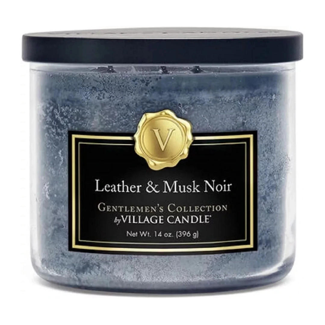 DUFTKERZE Leather & Musk Noir Anthrazit Glas 396g 3 Dochte - Anthrazit, Glas (9.53cm) - Village Candle
