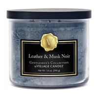 DUFTKERZE Leather & Musk Noir Anthrazit Glas 396g 3 Dochte - Anthrazit, Glas (9.53cm) - Village Candle