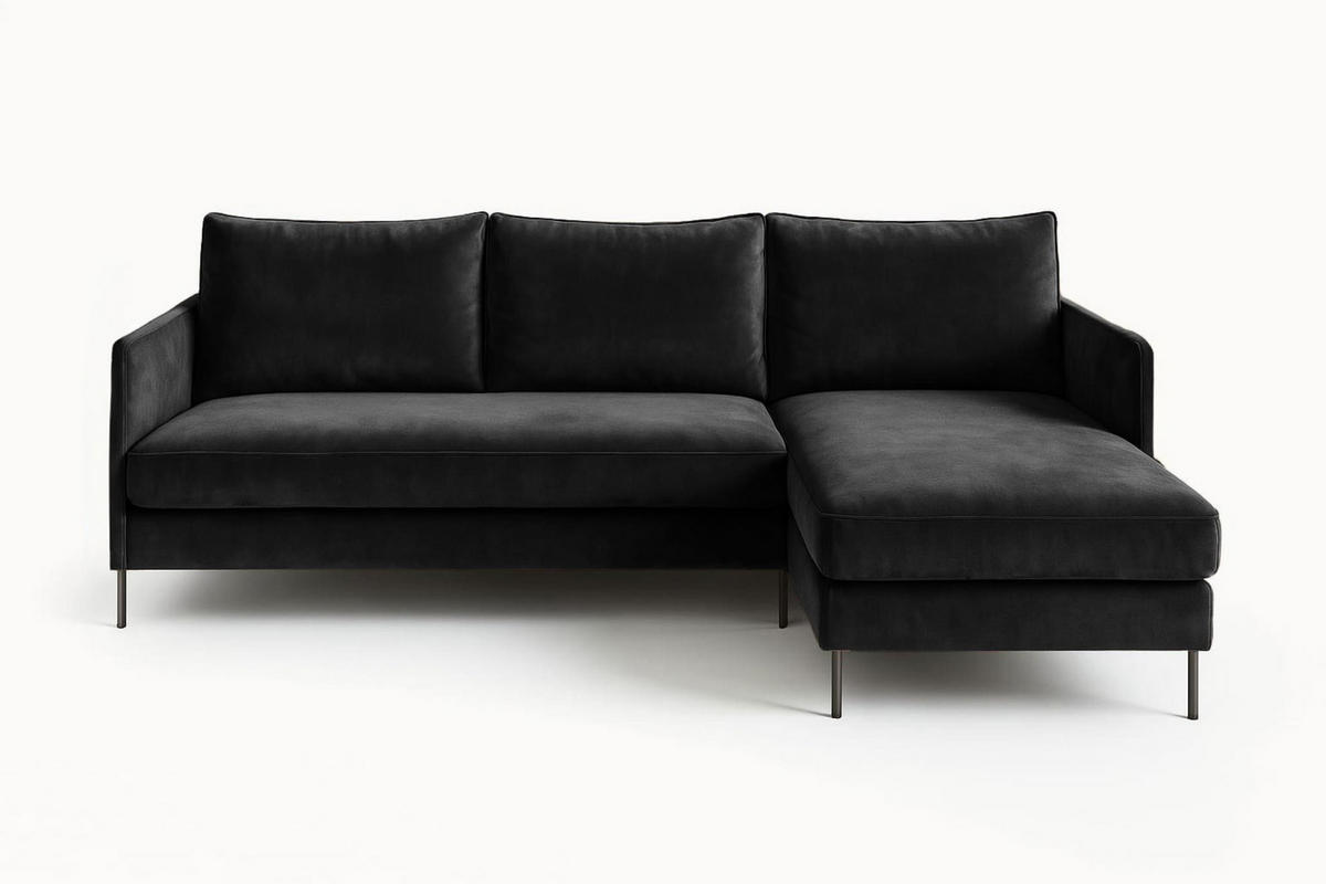 ECKSOFA Belis, Schwarz, Sofa mit Schlaffunktion - Schwarz, Holzwerkstoff/Textil (216/155cm) - Bettso