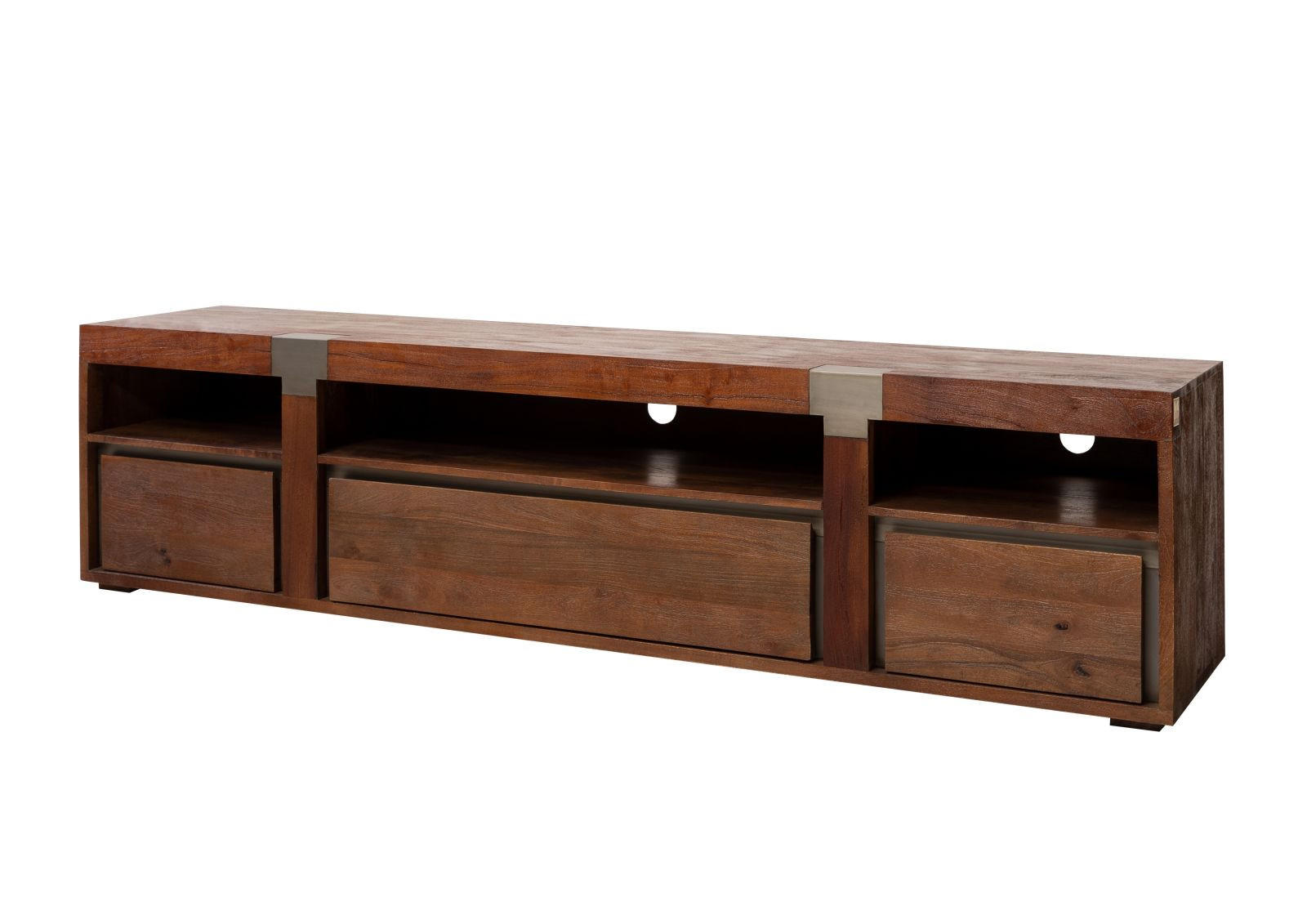 TV-BOARD Mango 220x48x55 braun lackiert Amsterdam #26 - Braun, Holz (220/55/48cm) - Massivmoebel24
