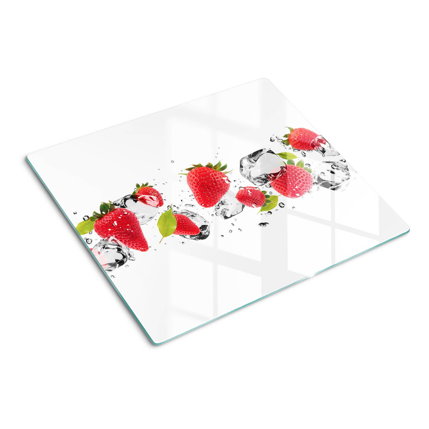 GLASPLATTE 60x52 cm Erdbeeren und Wasser - Rot, Glas (60/0.4/52cm) - TULUP