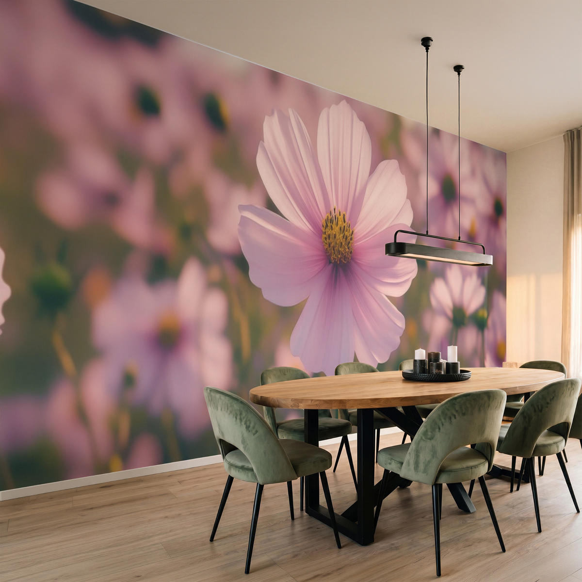 TAPETE - Blumen - Lila - Unscharf - 500x200 cm - Rosa, Papier (500/200cm) - OnlyWow