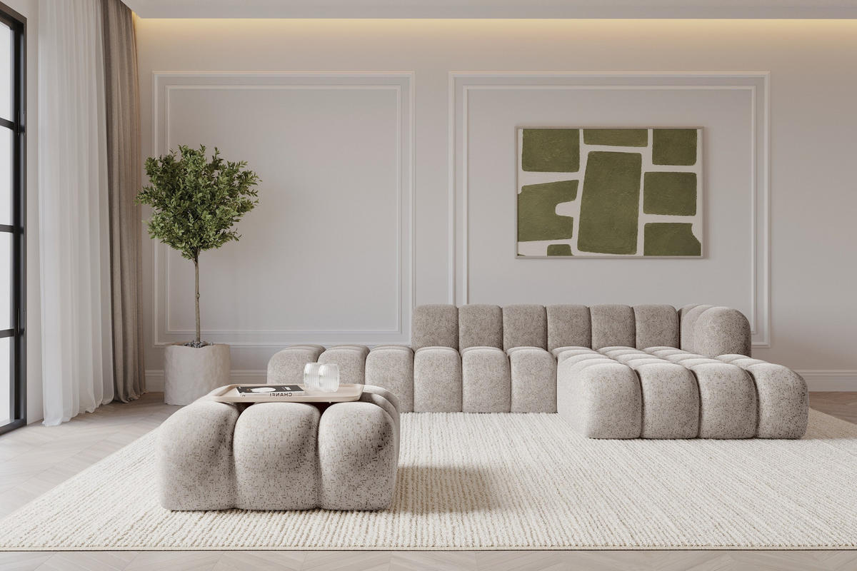 TABURET OLEA-PUF 91x87x44 cm Světle šedá Žinylka - černá/světle šedá, kompozitní dřevo/textil (91/44/87cm) - ALTDECOR