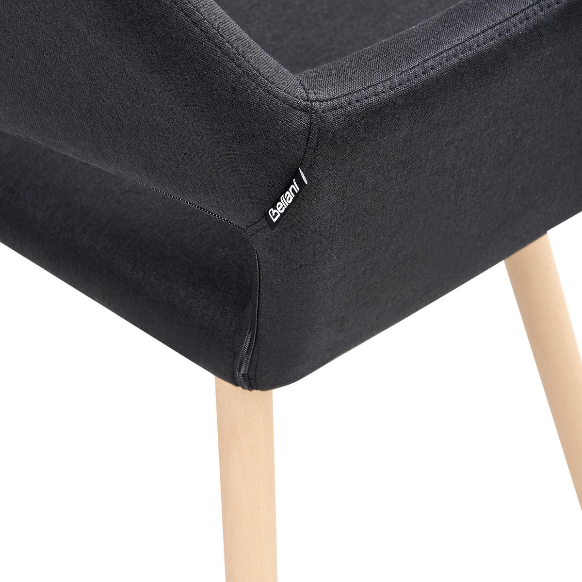 ESSZIMMERSTUHL 2er-Set Polsterbezug Schwarz Chicago - Schwarz, Holz/Textil (56/80/56cm) - Beliani