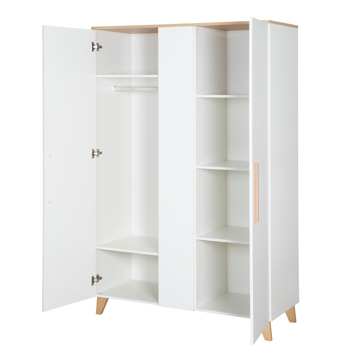 KINDERKLEIDERSCHRANK Leon-2,5 türig - Weiß, Holz (119/190/52cm) - Roba