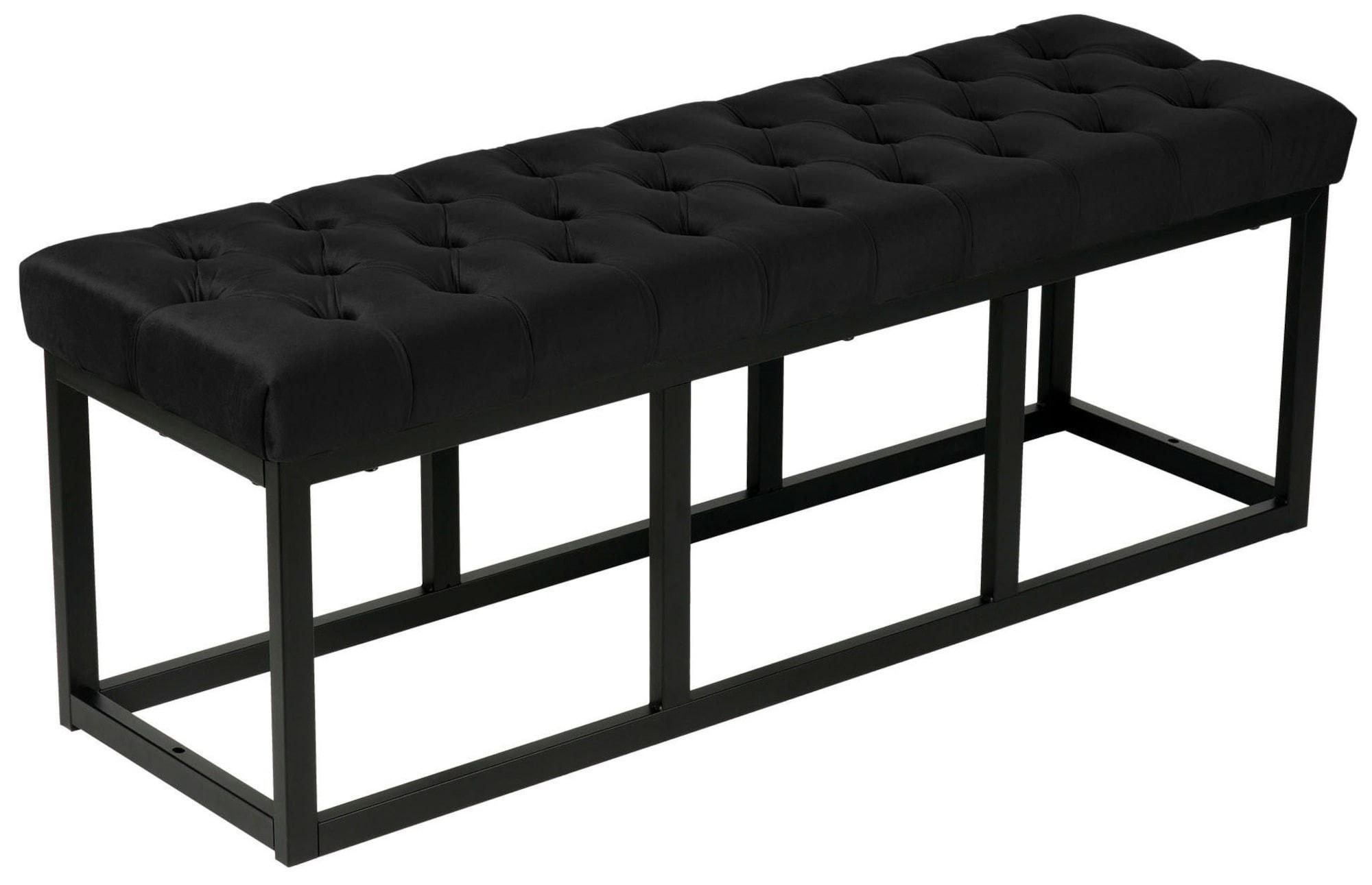 SITZBANK 120/37 cm Samt schwarz - Schwarz, Textil/Metall (120/42/37cm) - CLP